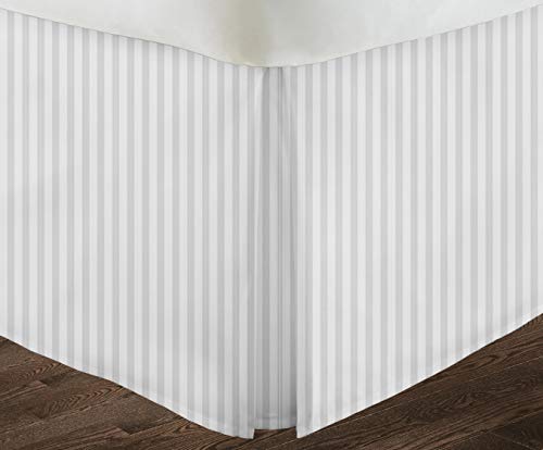 Sgi 550 Tc Egyptian Cotton Bedding 1X Bed Skirt 11" Inch Drop Queen (60X80) White Stripe #TOP1