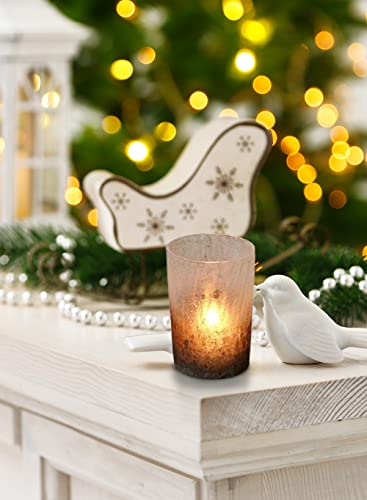 Serene Spaces Living Set Of 6 Ombre Frost Gold Glitter Votive Candle Holders, Ideal For Weddings Parties Events Spa Fall Table Decorations, 3" Tall And 2.25" Diameter #TOP3