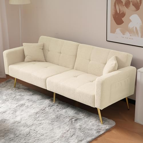 Sofá cama convertible con respaldo ajustable y bolsillos de almacenamiento para ahorrar espacio en muebles de sala de estar