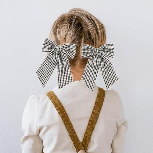 Pinzas con Lazo Cuadros para Niñas 6 pulgadas Juego 2 miniatura 4