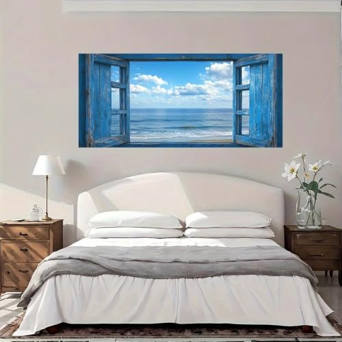 Lienzo de playa ventana abierta con marco de madera de alta calidad 4