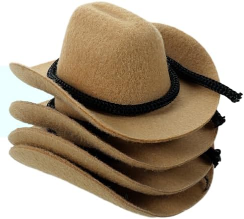 VOSAREA 4pcs Mini Western Cowgirl Hats: Tiny Mini Cowboy Hats for Dolls Crafts Miniature Party Decorations