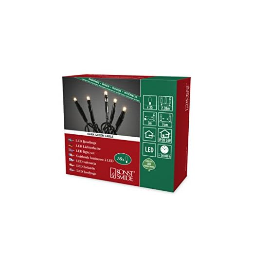 Konstsmide 6352–120 Micro LED-ljusslinga/för inomhus (IP20)/24 V invändig transformat/35 varma vita dioder/svart kabel