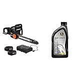 Worx Nitro 40V 16" Cordless Chainsaw Power Share PRO with Brushless Motor - WG385 (Batteries & Charger Included) & Sun Joe SWJ-OIL Premium Bar, Chain and Sprocket Oil, All Season Chainsaw Chain