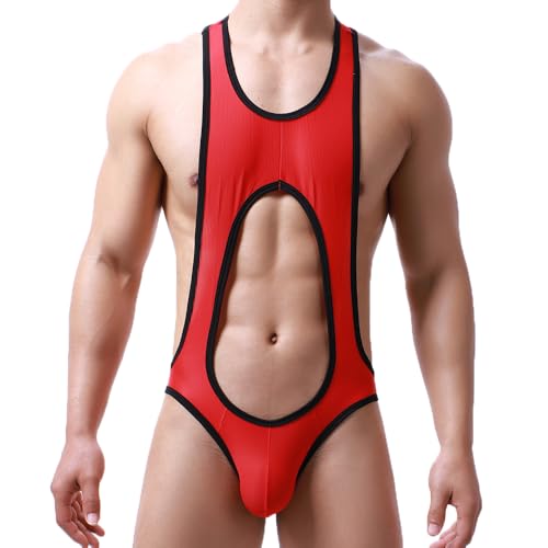 Mens Bodysuit Thong G-string Leotard Mesh Wrestling Singlet Jumpsuit Underwear Base Layers2