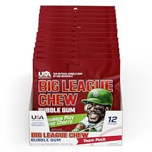 New! Big League Chew Sour Cherry Bubble Gum - Ideal for Baseball Games, Teams, Concessions, Parties, and More | Pack of 12 Bags 2.12oz Each