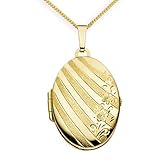 Medaillon oval – 333 Gelbgold (8 Karat) + Innenausstattung (Schutzfolie + weiße Bildunterlage)