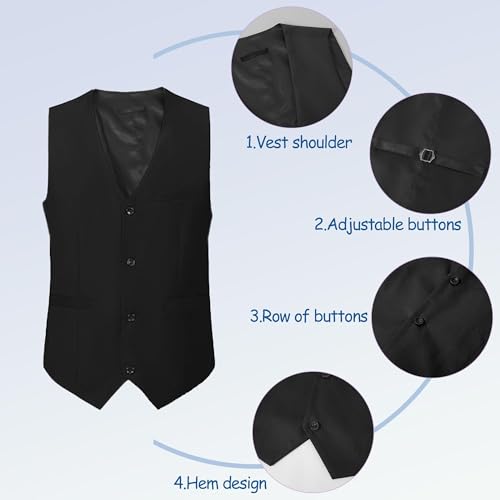 Suits for Men Slim Fit 3 Pieces Notch Collar Tuxedo Blazer Vest Shirt Pants Bow Tie Prom Wedding Party Dinner4