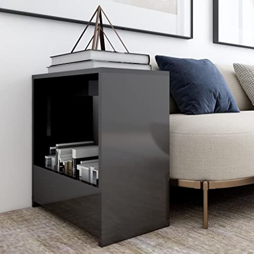 Keyur Beistelltisch, Couchtische Sofatisch Wohnzimmertisch Kaffeetisch Beistelltisch Hochglanz-Grau 50x26x50 cm Spanplatte Cover