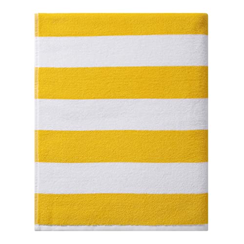 Cabanana Large Oversized Beach Towels - Cotton 35 X 70 Inch Gold Horizontal Striped Fluffy Pool Towel, Plush Summer Swimming Cabana Towel #TOP18