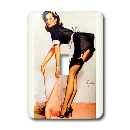 Image Elvgren Pinup La Maid plaque interrupteur retro