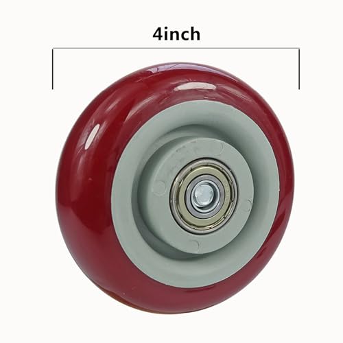 2-Pack Heavy Duty PU Caster Wheels with Bearings – Replacement Plate Mount Wheels for Hand Trucks, Platform Carts, Shelves & Industrial Utility Dollies (4inch)