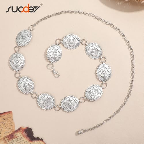 Image of SUOSDEY Metal Body Chain Women Belly Waist Chain Fashion Body Jewelry Link Belts, M: Fit for Waist up to 38 inches, Metal