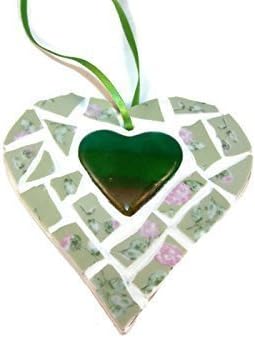 China Hanging Heart - Green Glass Mosaic Hanging Heart