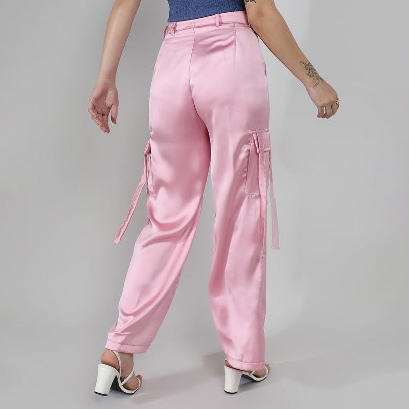Image of PINACOLADA Women's High Rise Cargo Pants for Casual Wear | High-Rise | Cargo Pants Crafted with Comfort Fit for Everyday Wear