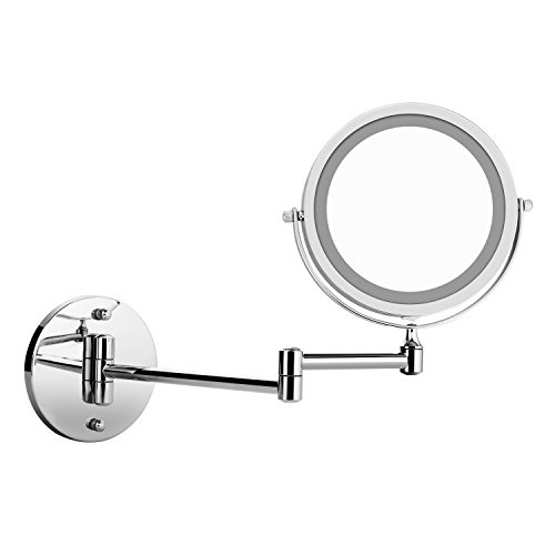 oliote Espejo de Maquillaje con Luz LED 1X/5X Aumento Espejos de Aumento de Pared de Doble Cara Giratorio Espejos Extensibles de 7 Pulgadas para Baño y Tocador