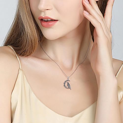 Raven Necklace 925 Sterling Silver Crow Moon Pendant Necklace Raven Jewelry Gifts for Women2