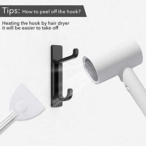 Pickpiff Door Hook For Towel, Coat, Cloth, Purse, Hat, Key, Extra Sticky Stainless Holder For Hanging, Matte Black Wall Mounted Self-Adhesive Hanger For Shower Kitchen Bathroom Heavy Duty, 4 Pack #TOP7