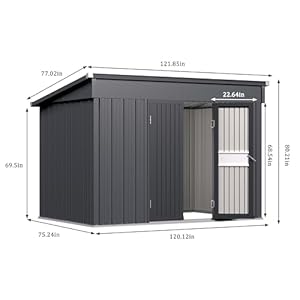 VEIKOU Metal Storage Shed, 6x10FT Outdoor Storage Shed with Sloped Galvanized Steel Roof, Garden Tool Storage House Metal Shed with 2 Vents & Double Door for Backyard Outdoor Patio VEIKOU Metal Storage Shed 6x10FT Outdoor Storage Shed with Sloped Galvanized Steel Roof Garden Tool Storage House Metal Shed with 2 Vents Double Door for Backyard Outdoor Patio