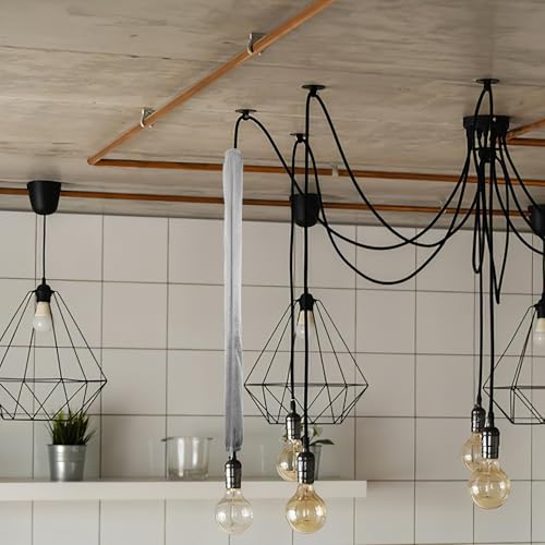 Cubierta de cadena para lámpara colgante que oculta cables visibles en techos de oficinas 7