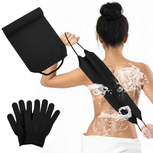 Sibba Peeling Rückenschrubber Set 3 Stück Rückenwaschlappen und Peeling Handschuh PeelingKörper Waschlappen Badehandschuh für Frauen Männer abgestorbene Haut