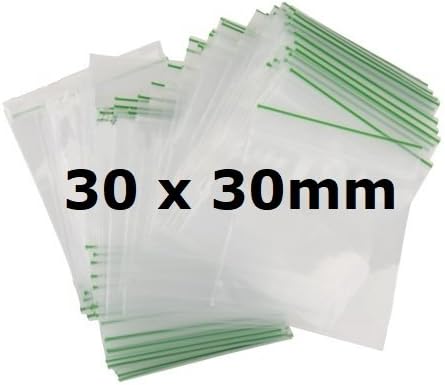 100X 30 x 30mm Heavy Duty Small Tiny Poly Plastic Sealy Grip Zip Lock Zipper Seal Gummy Bags Baggies BAGGYS (CPUK Exclusive)