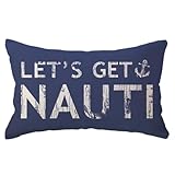 ULOVE LOVE YOURSELF Costal Beach Throw Pillow Cover Let’s Get Nauti Anchor House Decor Cushion Covers Nautical Summer Decorative Lumbar Pillowcases 12x20 inch(Blue)