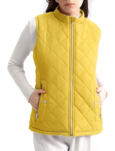 Women's Vest, Quilted Puffer Water-Resistant Zip With Pockets