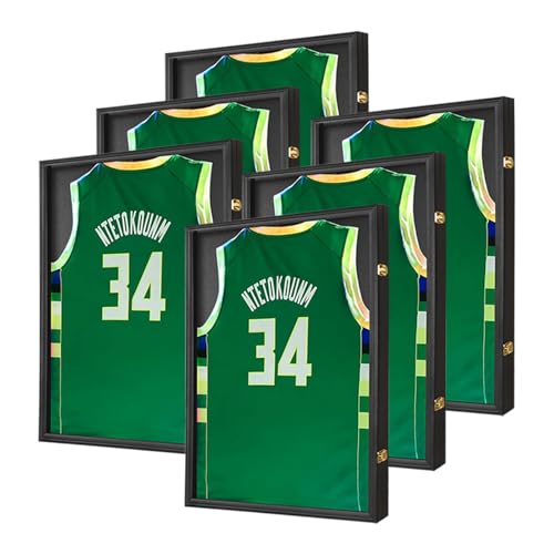 Image of IHEIPYE Jersey Frame Display Case 6 Pack - Large Sport Jersey Shadow Box with 98% UV Protection Acrylic for Baseball, Basketball, Football, Soccer, Hockey, Shirt and Uniform