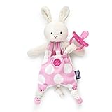 Chicco Pocket Buddies Soft Pacifier Holder-Lovey, Soothing Plush Toy Animal 0m+, Pink Bunny