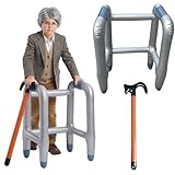 Amycute Aufblasbare Gehhilfe und Spazierstock Set, Rollator Zubehör, Lustig Kostüm als Opa Oma Zum für Karneval, oder Rente Cosplay, Fun Fancy Dress (Style 2)