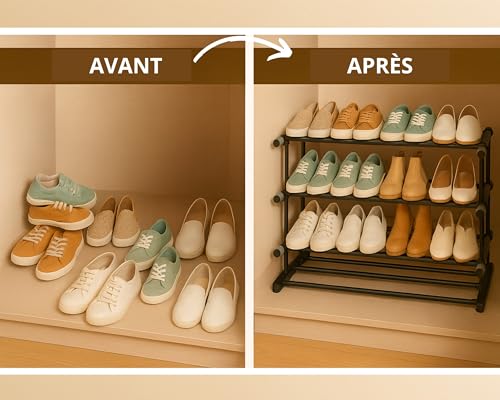 Support à chaussures extensible en métal compact pour optimiser les petits appartements - 7