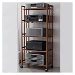 Hifi Racks 5 Tier 62 Inch Tall Cabinet Furniture For Stereo Equipment, Movable Corner TV Entertainment Center, AV Component Storage Media Tower, Audio-Video Shelving Unit For Gaming Recordin
