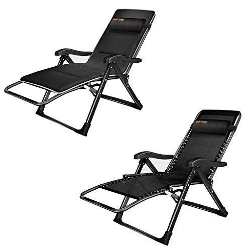 Fauteuil zero gravity portable et inclinable en noir avec structure robuste - 5