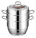 wok Steamer 304 en acier inoxydable 28cm à la cuve à vapeur à trois couches Pot à soupe double fond à induction cuisinière à gaz cuisinière universelle pot
