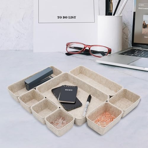 Image of Welaxy 8pc Nordic Minimalist Desk Organizer Tray Beige Oatmeal Storage
