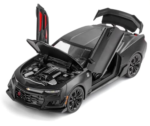 Image of 1:32 Scale Chevrolet Camaro Toy Car | Metal Pullback Diecast Car for Kids with Openable Doors, Sound, Light Effects Toy for Car Enthusiasts (Color As Per Available),black