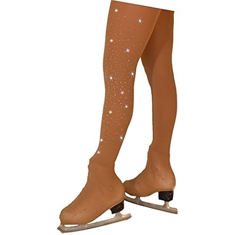 Chloe Noel Figure Skating Over The Boot Tights TB8832, Tan W/ Crystals, L Cover