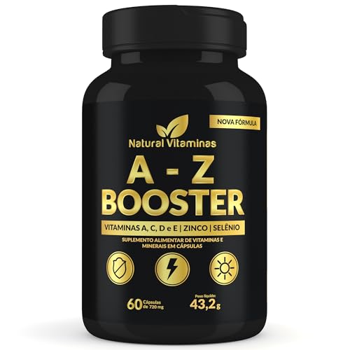A-Z Multivitamínico Booster com Ferro, Vitaminas B, C, A Magnesio para Adultos - 1 Pote com 60 Cápsula de 720mg