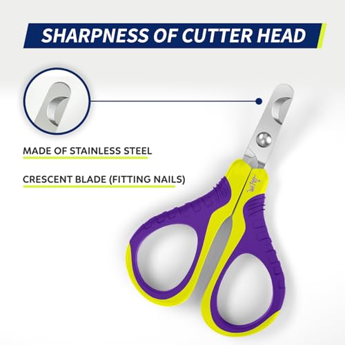 Image of WePet Pet Nail Clippers U07.1, Professional Claw Trimmer, Bended Scissor Special for Cats, Kittens, Dogs, Puppies, Small Animals, Yellow /Purple