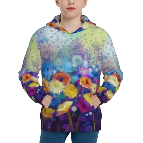 Spring Flower Seasonal Kid Hoodies Boys Sweatshirts Girls Pullover with Pocket
