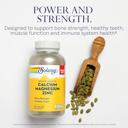 SOLARAY Calcium Magnesium Zinc and Timed Release Vitamin C - Bone Health, Immune Support Bundle, 1000mg Calcium, 500mg Magnesium, 1000mg Vitamin C Supplement, Vegan, 60-Day Guarantee, 275 VegCaps Each - Image 5