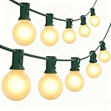 SUNSGNE G40 Round Christmas Lights Outdoor, 25ft Vintage Christmas Globe Lights with 27 5W Frosted White Lights(2 Spare) for Outdoor Garden Party Wedding Backyard Patio Decor, Green Wire