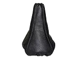 Soufflet de levier de vitesse en cuir véritable noir.