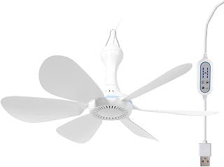 USB Mini Small Ceiling Fan quiet Camping Optional Emergency Portable Outdoor Hanging Gazebo Canopy Dorm Fans Silent For Grow Tent,Hiking,Outages Speed Home Room Battery operated,Power Bank powered