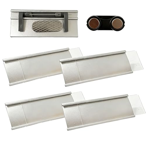 4 Stück Namensschilder für Kleidung Magnet,Aluminium Namensschilder mit Starkem Doppelmagnet,Professionell Magnet Namensschild mit Papierschlitz,72x 30 mm(Silber)