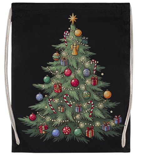 MAGITONE Lindo Árbol De Navidad De Dibujos Animados Bolsa De Deporte Unisex Bolsa De Gimnasio Negra Unisex Sport Bag Black Gym Sack