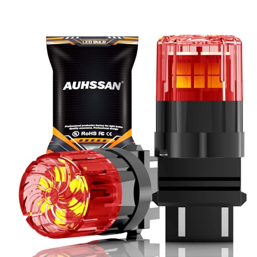 Image of 3157 LED Bulb, Super Bright Red 12V 24V Non-Polarity 2835 18SMD LED Bulbs T25 P27/7W 3156 P27W Car Replacement Lights for Backup Reverse Tail Turn Signal Brake Lights, Daytime Running Light (2Pack)