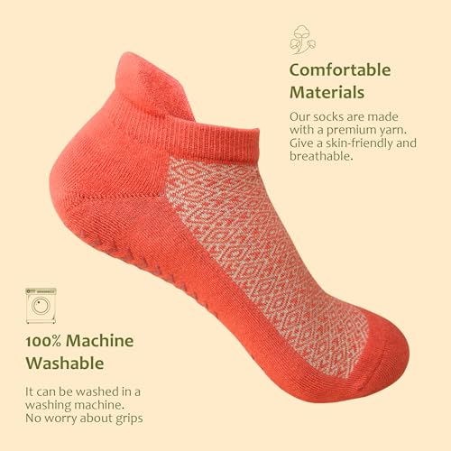 Women Non Slip Grip Ankle Socks with Anti-Skid Soles Cushioned for Yoga, Pilates, Barre,Hospital, Home, Walking3