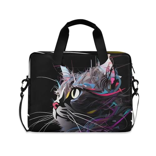 Maletín para portátil con diseño artístico de gato, 13 a 15.6 pulgadas